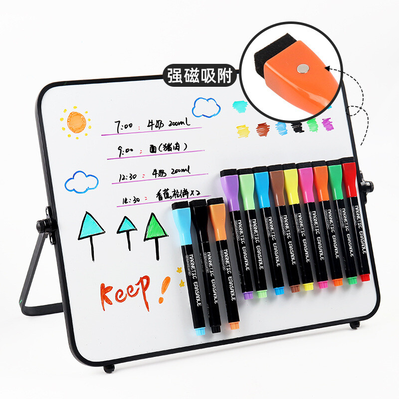 12 tk/komplekt 2024 värvikad kooliklassi tarvikud Magnetkustutavad tahvlipliiatsid Marker Kuiv kustutuskumm Lehed Laste joonistus