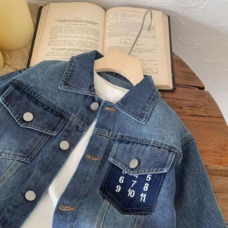 Lastemantel kevad- ja sügishooaja uus toode poiste ja tüdrukute digitaalne teksajakk Lastele lühike vabaaja teksamantel