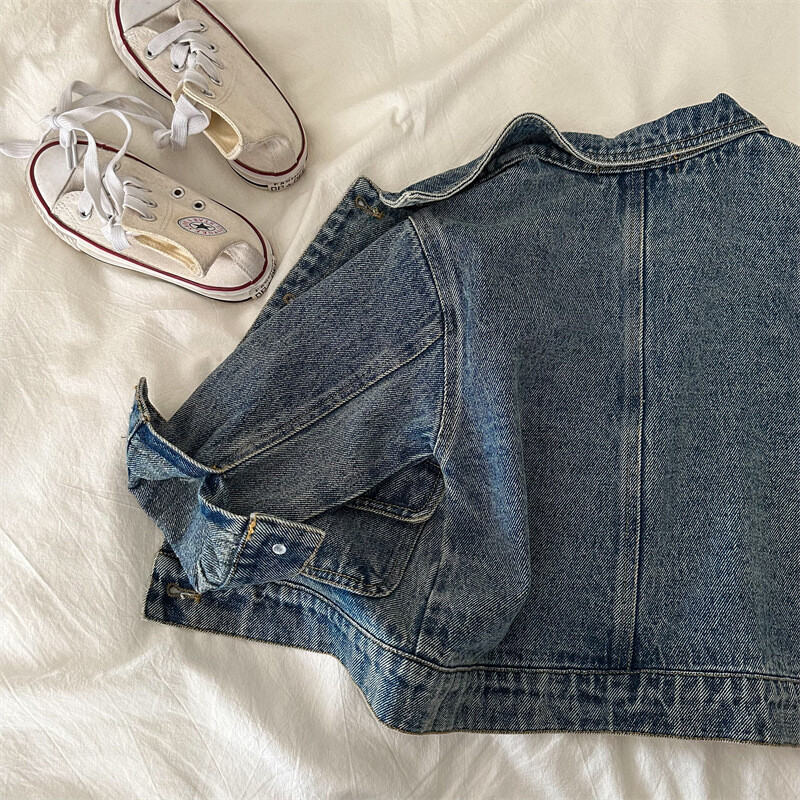 Palton copii 1-9 ani toamna 2024 noi baieti si fete fac camasa veche din denim palton camasa retro pentru bebelusi 90-140cm