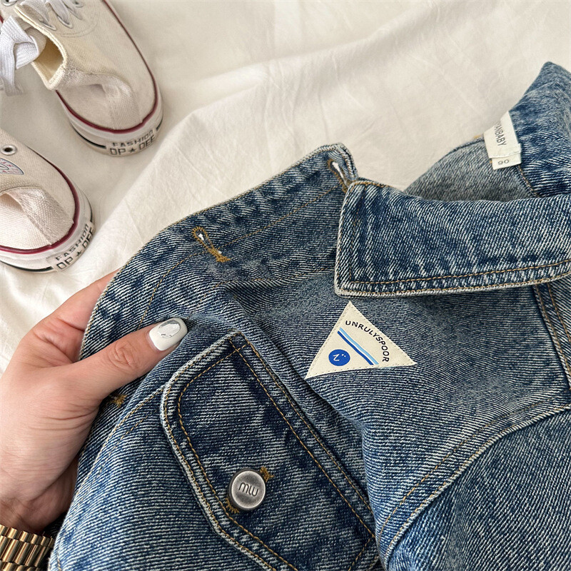 Palton copii 1-9 ani toamna 2024 noi baieti si fete fac camasa veche din denim palton camasa retro pentru bebelusi 90-140cm
