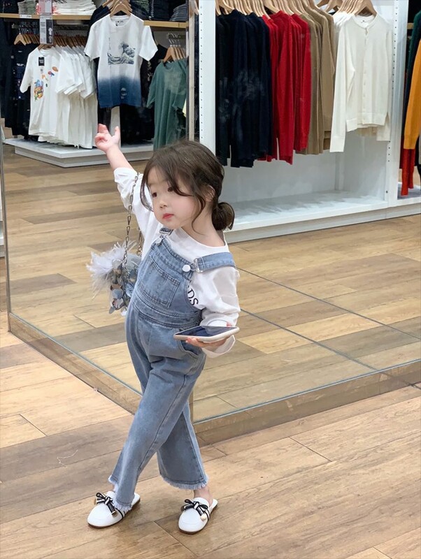 Jesen 2024, novi kombinezoni za djevojčice, dječje hlače na naramenice, traper kombinezoni s mašnom na leđima za djevojčice, dječje rastezljive traperice, odjeća za dojenčad