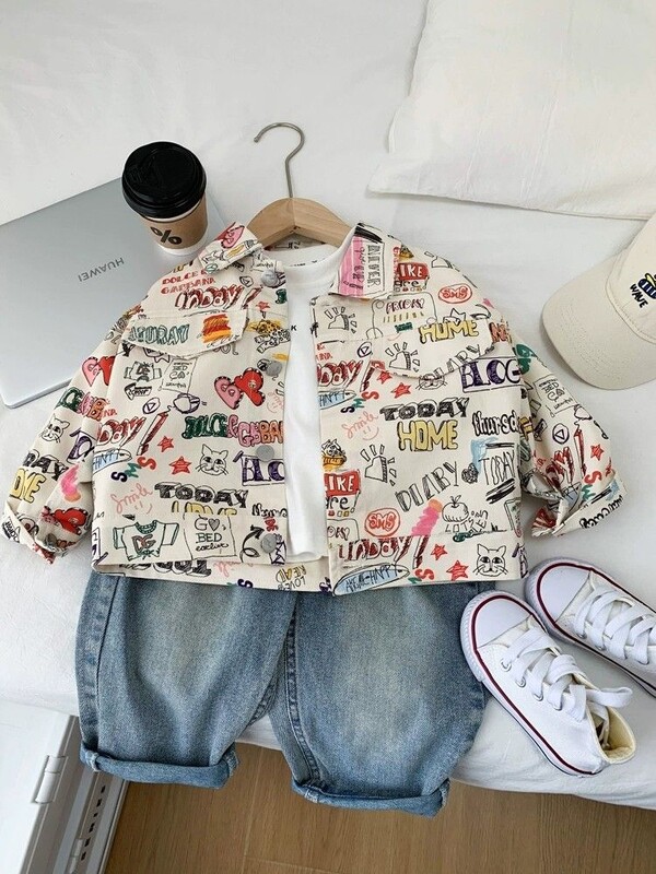 Jachetă de blugi pentru copii Jachetă de primăvară pentru băiat Top Haine de exterior pentru copii Jachetă pentru băiat Îmbrăcăminte exterioară pentru copii Jachetă pentru copii