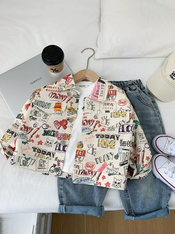 Jachetă de blugi pentru copii Jachetă de primăvară pentru băiat Top Haine de exterior pentru copii Jachetă pentru băiat Îmbrăcăminte exterioară pentru copii Jachetă pentru copii