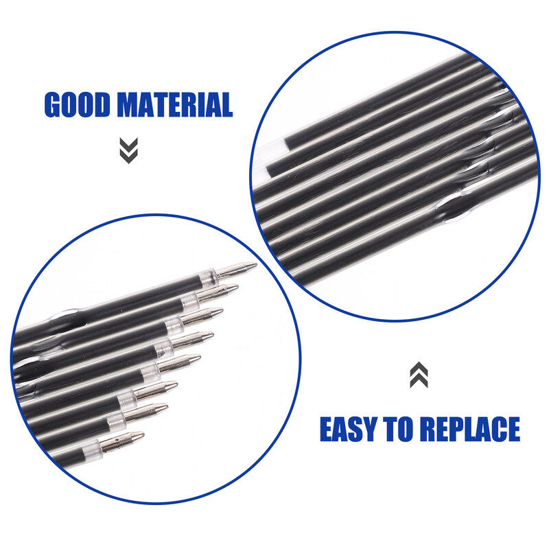 100 komada crne uredske kemijske olovke s gumbom od 07 mm, punjenje 100 komada neutralnih punjenja Kreativna gel tinta za punjenje za kemijske olovke