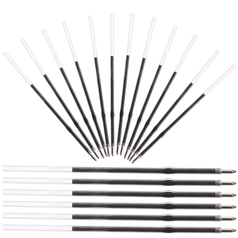 100 komada crne uredske kemijske olovke s gumbom od 07 mm, punjenje 100 komada neutralnih punjenja Kreativna gel tinta za punjenje za kemijske olovke