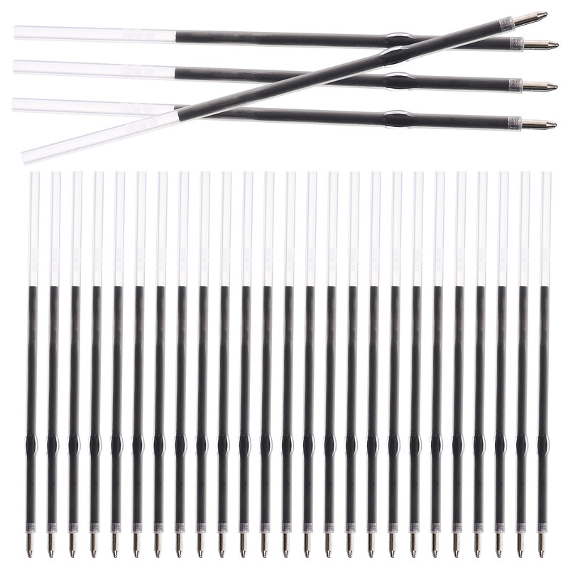 100 komada crne uredske kemijske olovke s gumbom od 07 mm, punjenje 100 komada neutralnih punjenja Kreativna gel tinta za punjenje za kemijske olovke