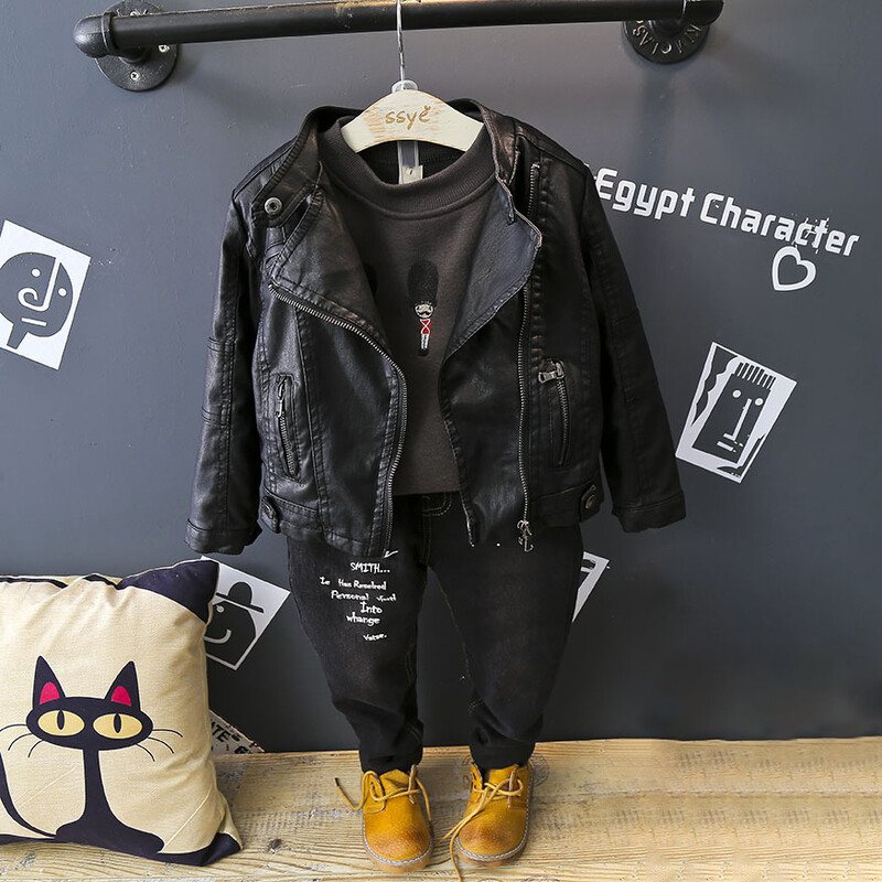 Modna kožna jakna za dječake i djevojčice, samostojeći ovratnik, PU kaput s punim rukavima i patentnim zatvaračem, proljeće jesen, crna gornja odjeća, motociklistička jakna