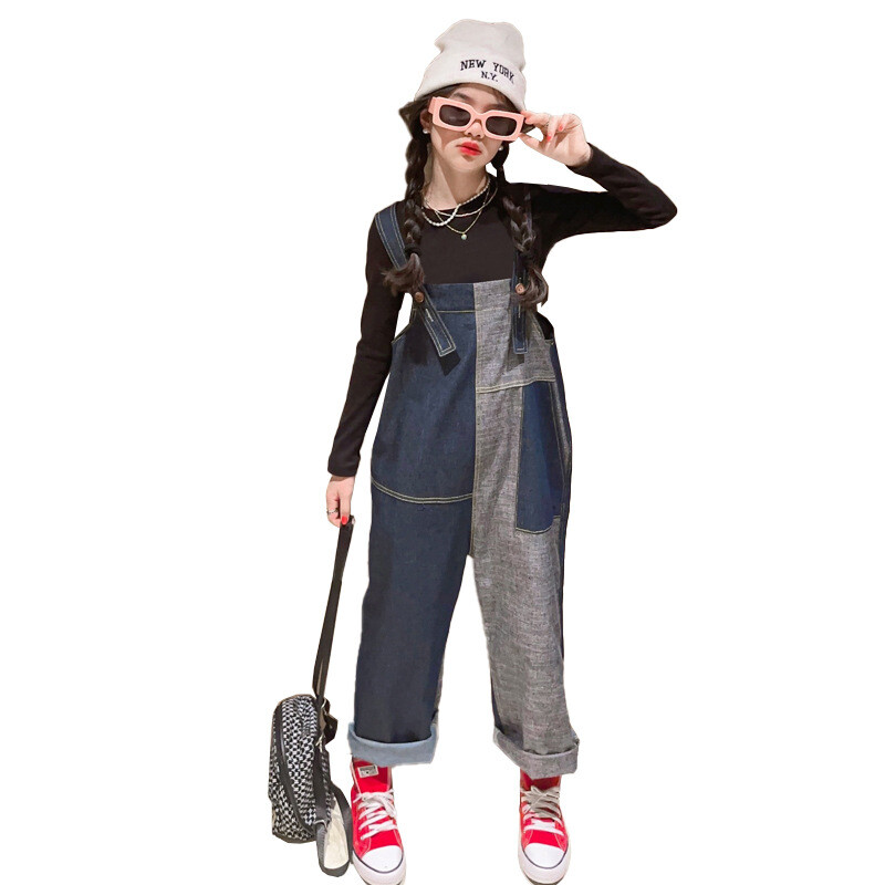 Adolescente Fete Salopete Toamna Moda Copii Albastru Denim Pantaloni Suspenders pentru Fete Casual Loos All-match Salopete Copii 10 12 13A