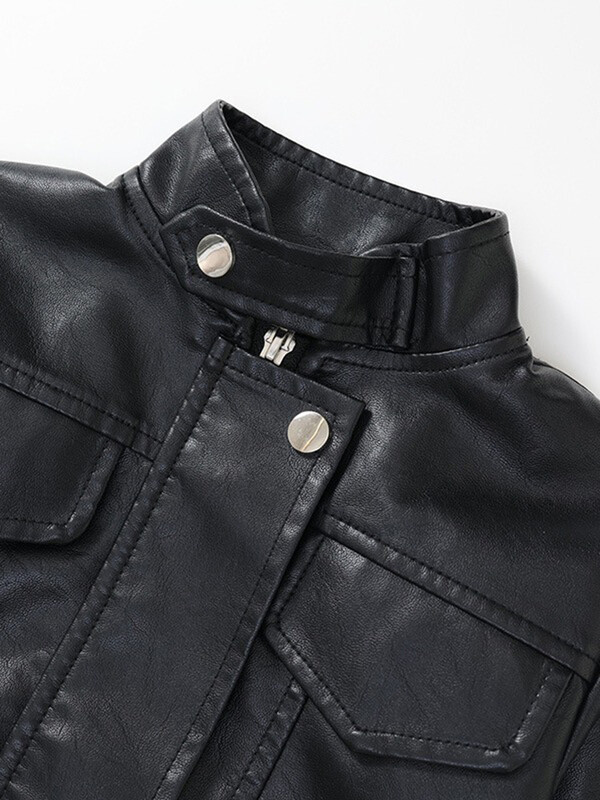 2024. Nova jesenska dječja kožna jakna za djevojčice, samostojeći ovratnik i patentni zatvarač PU kaput Cool za dječake, modna topla odjeća za motocikle, 2-6 godina