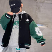 2024. aasta uus laste pesapallijope Bomber Bomber jope Kevadine ja sügisene lahe poiste mantel Lastele kirjatrükiga ülerõivad 3–14 a