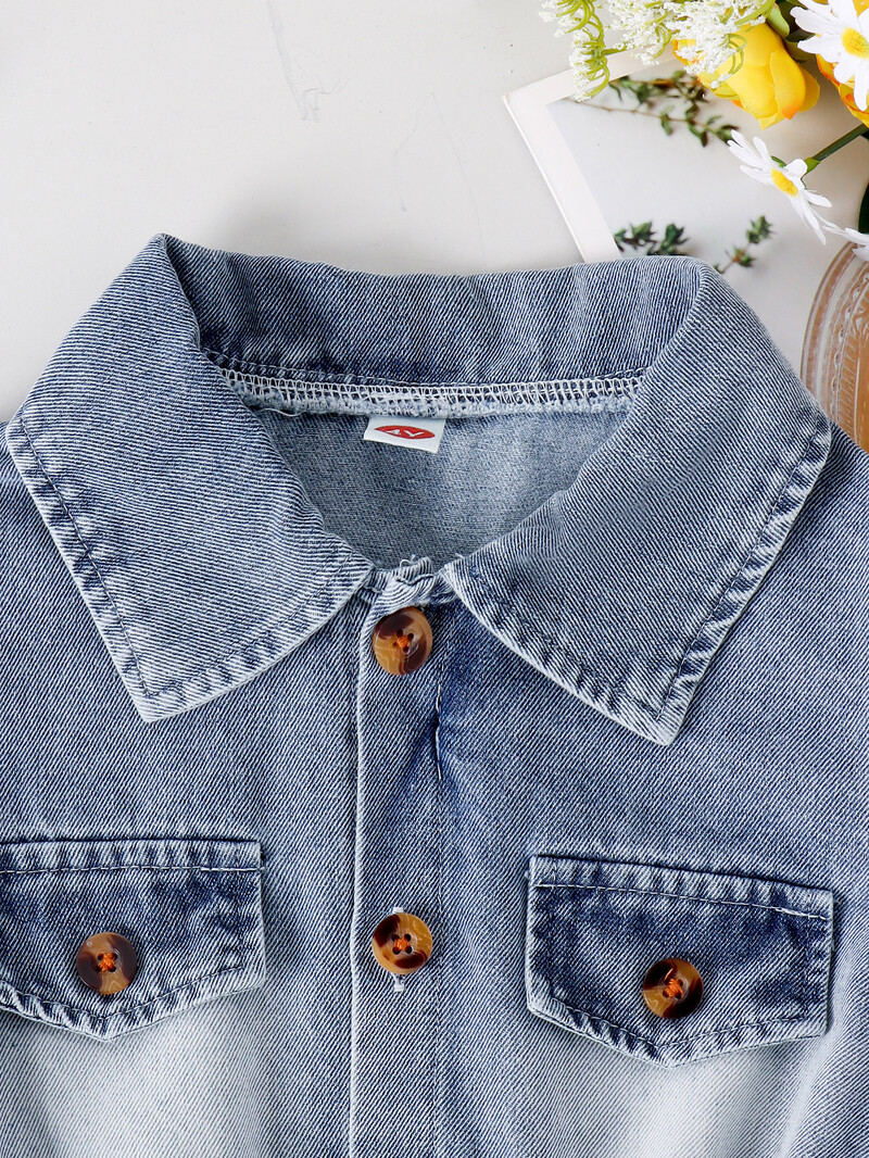 2 bucăți de vară stil nou pentru fete și bebeluși de 4-7 ani, la modă și personalizați, pantaloni dintr-o singură bucată din denim cu mânecă scurtă