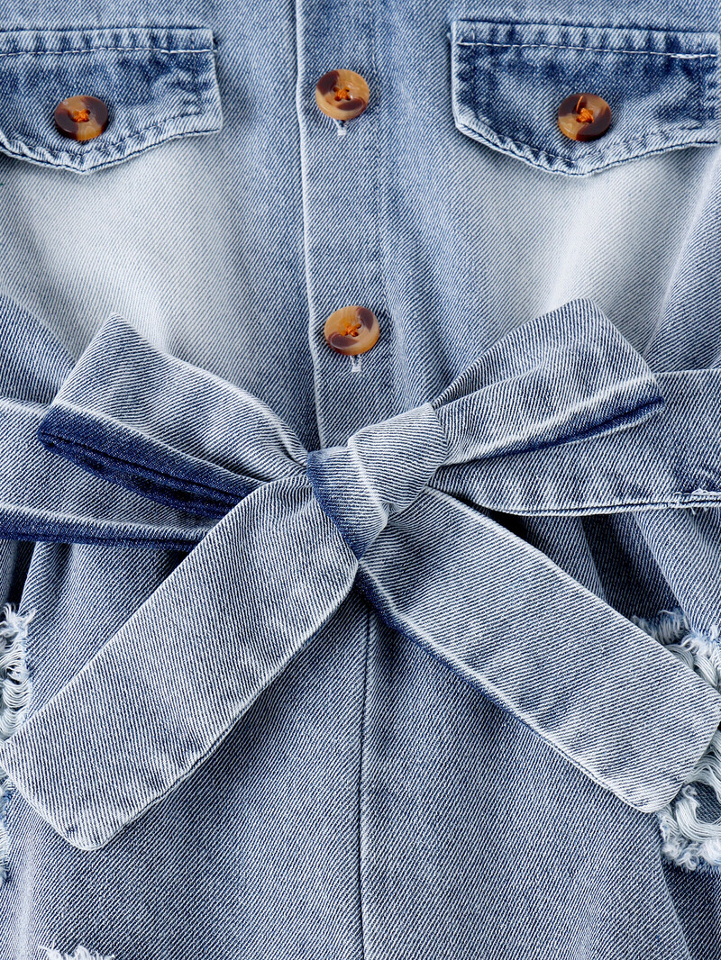 2 bucăți de vară stil nou pentru fete și bebeluși de 4-7 ani, la modă și personalizați, pantaloni dintr-o singură bucată din denim cu mânecă scurtă