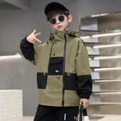 Poiste mantel Uus 2024. aasta kevad- ja sügismantel Big Boysi sprintimantel Mitmekülgne värviline tuulekindel mantel poistele, lasterõivad