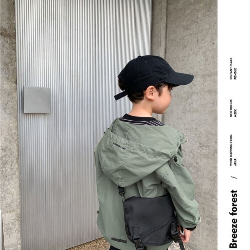 Modna dječja odjeća za dječake, pamučni trenč, kaput s kapuljačom, dugi korejski ležerni stil, jesen, proljeće, Streetwea jakna, vjetrovka