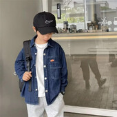 Poiste teksasärk Trendikas kevadsügis 2024, uus stiil, suur lastejakk, pikkade varrukatega vabaajarõivad lastele