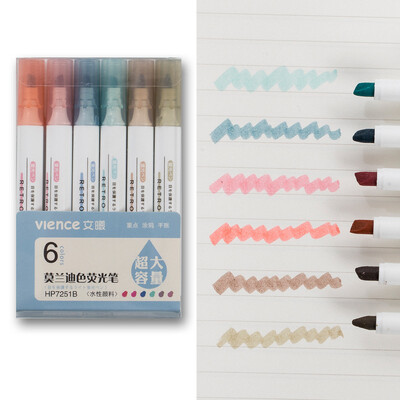 6 tk suure võimsusega esiletõstmispliiatsid, õpilaste värvimarkerid, heledad klahvimarkerid, isetegemise grafiti pliiatsid, markerpliiatsid