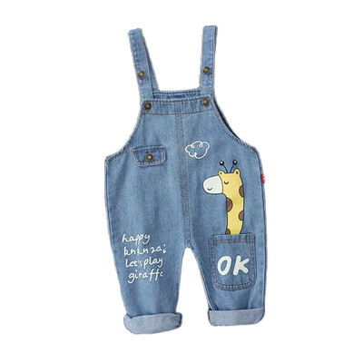 Dječaci Jeans Kombinezoni Modni Jesenski Dječji Remeni Crtani Žirafa Pamučni Kombinezon Ležerna Dječja Odjeća za Djevojčice Kombinezoni Hlače