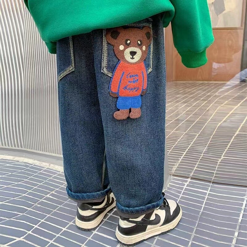 Baršunaste zimske tople hlače Traperice za djevojčice Dječaci Jesenske hlače Gornja odjeća Odjeća Tinejdžeri Djeca Djeca Tople hlače Traperice za dječake 2024.