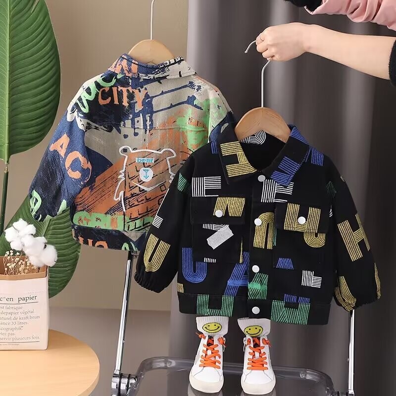 Proljeće, djeca, dječaci, jeans jakna, modni jednobojni traper kaputi, korejski stil, dječja odjeća, jesen, odjeća za djevojčice, gornja odjeća 2-13 godina