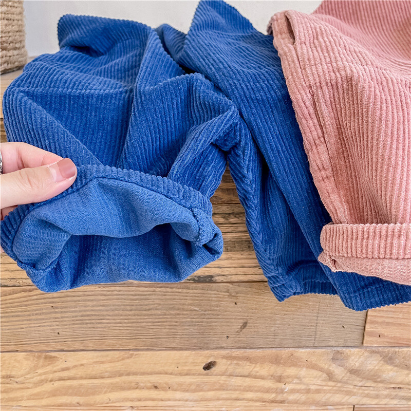 2021, novo proljeće, jesen, dječje hlače od samta na tregere, jednobojne uniseks dječje ležerne kombinezone u korejskom stilu