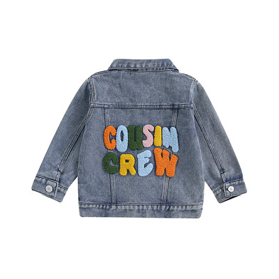 Cousin Crew Toddler Kid Baby Boy Girls Τζιν κέντημα σακάκι με μακρυμάνικο κουμπί με τζιν παλτό casual outwear