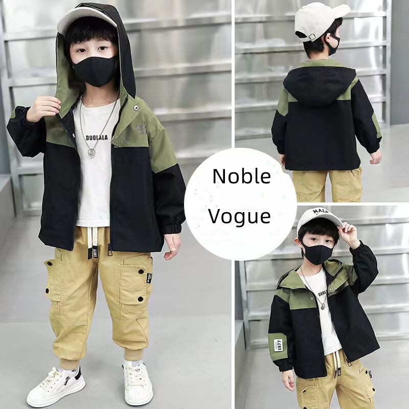 Laste poiste kevad- ja sügisene Parka tuulejope 2023 uus laste moekas kevadine poiste riietus beebimoodne jope