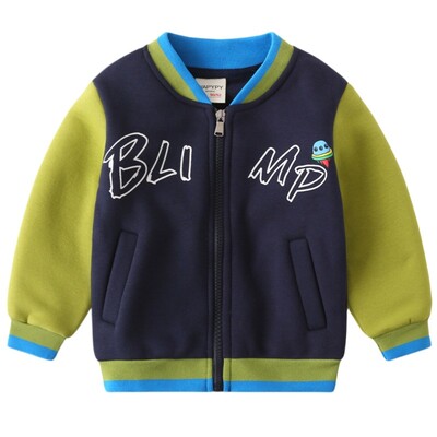 Jesenski zimski kaput s patentnim zatvaračem za dječake, nove jednodijelne jednodijelne flis bejzbolske uniforme za dječake, jakne s debljim uzorkom za dječake