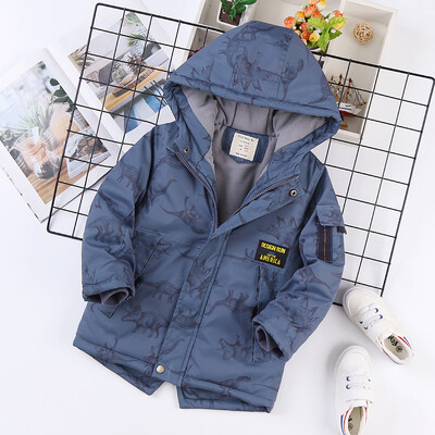 Sügisene talvejope poisile multifilmi dinosauruse kapuutsiga pluss sametist paks soe poisi pealisriiete mantel 4-14-aastastele lastele teismelise parka