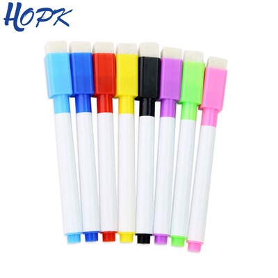 8PC Magnetic Colorful Whiteboard Pen Black White Board Markers Built In Eraser School Supply children`s Graffiti Drawing pen