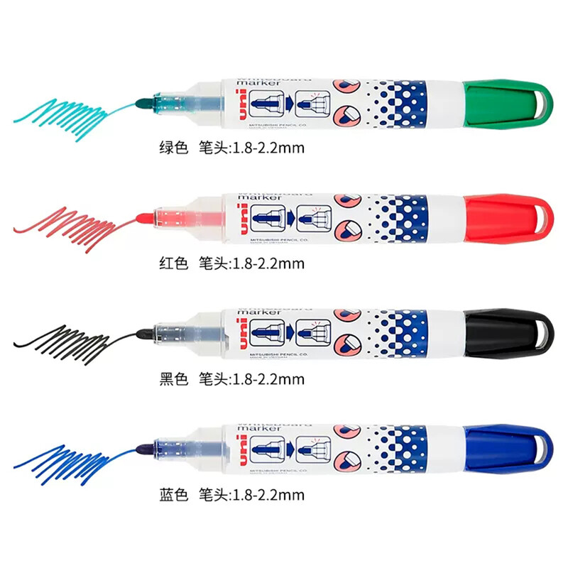 Japoniškas UNI Whiteboard Pen PWB-202 apvalios galvutės baltos lentos žymėjimo rašiklis Matomas lentos ataskaitų rašiklis Didelės talpos žymėjimo rašiklis