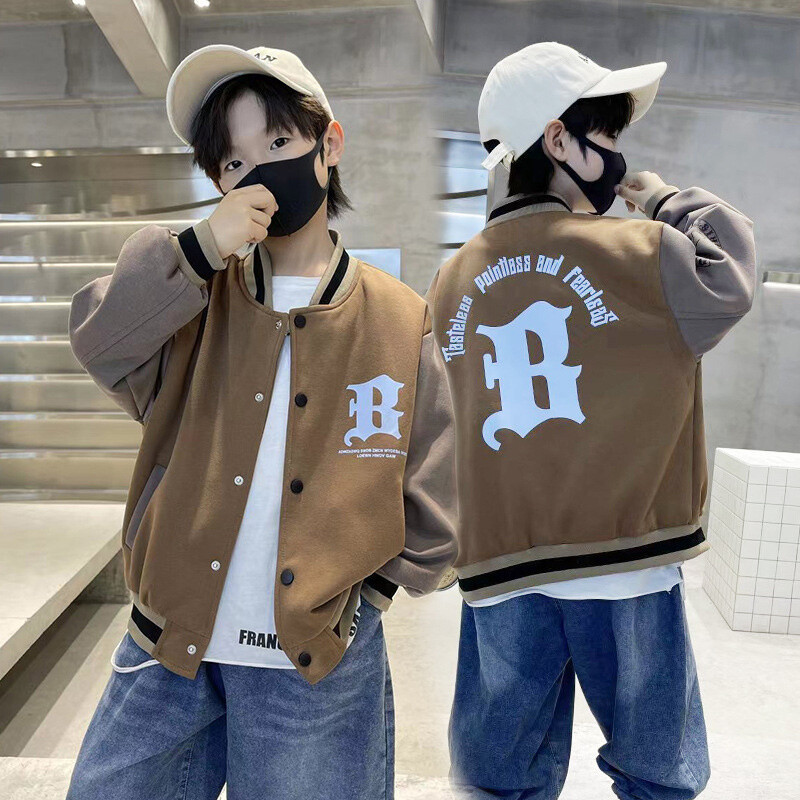 Jesen Proljeće Baseball jakne Dječaci Djevojčice Trendovi Slova Opuštene ležerne majice Dječji kaputi s jednim kopčanjem Modna odjeća za tinejdžere