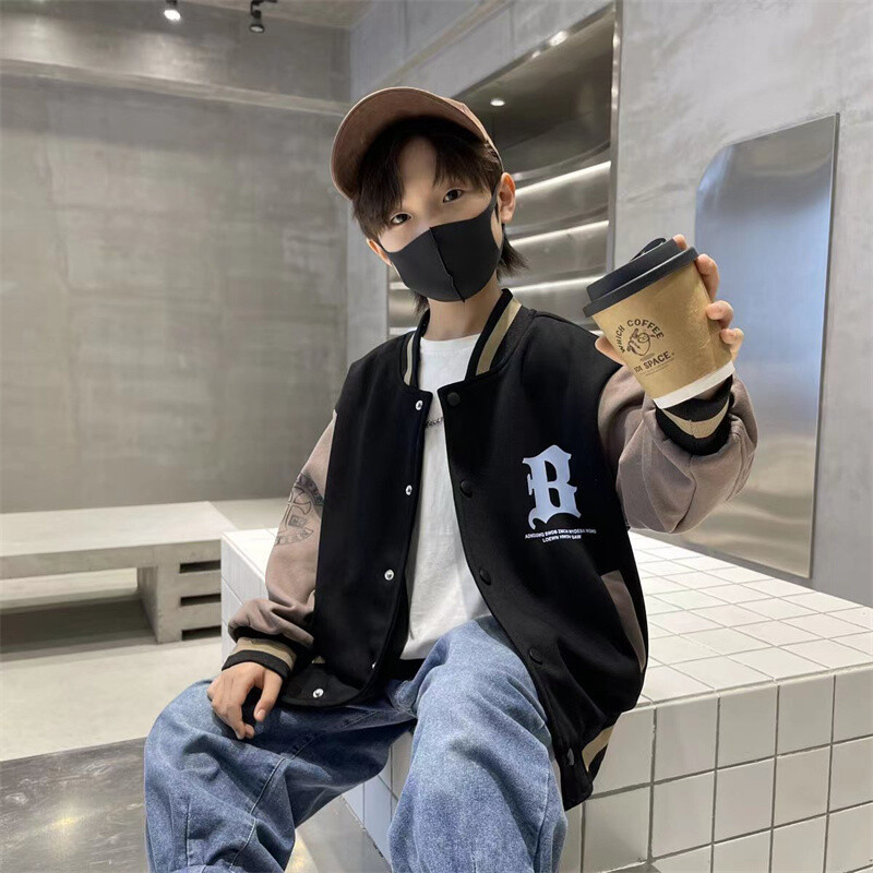 Jesen Proljeće Baseball jakne Dječaci Djevojčice Trendovi Slova Opuštene ležerne majice Dječji kaputi s jednim kopčanjem Modna odjeća za tinejdžere