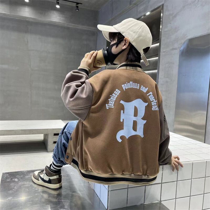 Jesen Proljeće Baseball jakne Dječaci Djevojčice Trendovi Slova Opuštene ležerne majice Dječji kaputi s jednim kopčanjem Modna odjeća za tinejdžere
