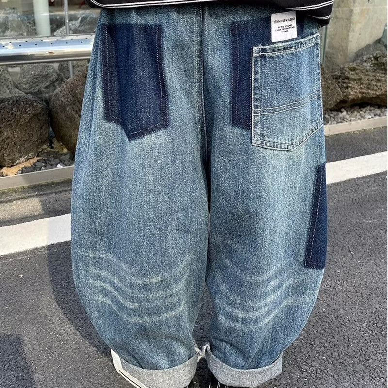 Dječja odjeća, zgodne hlače za dječake, duge hlače, jesenske mrežaste crvene traperice, novi trendi mali dječak za proljeće i jesen