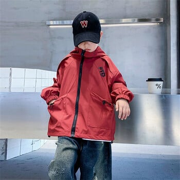 Boys Fashion Outdoor Jacket Αδιάβροχα Παιδικά Ανοιξιάτικα Ρούχα Φθινοπωρινό Ανεμοδαρμένο παλτό για αγόρια με κουκούλα