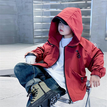 Boys Fashion Outdoor Jacket Αδιάβροχα Παιδικά Ανοιξιάτικα Ρούχα Φθινοπωρινό Ανεμοδαρμένο παλτό για αγόρια με κουκούλα