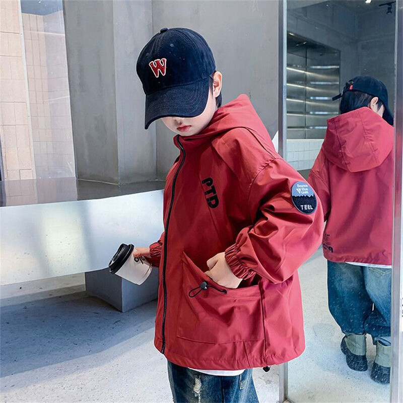 Boys Fashion Outdoor Jacket Αδιάβροχα Παιδικά Ανοιξιάτικα Ρούχα Φθινοπωρινό Ανεμοδαρμένο παλτό για αγόρια με κουκούλα