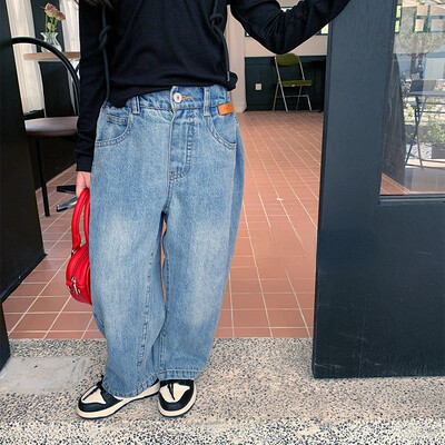 Toamna 2024 Blugi largi Copii Băieți Fete Pantaloni casual din denim la modă Pantaloni din denim all-match Copii 1-8 ani