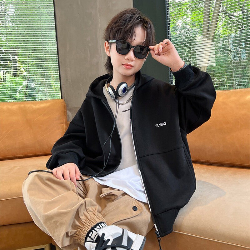 2024. aasta sügistalvine suurte poiste jope paks, soe teismeliste laste jakid, mood, pikk stiil lukuga kapuutsiga poiste mantel 6 8 10 12 14 aastane