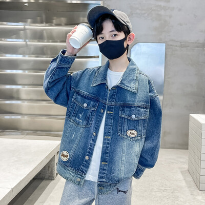 Dječja odjeća Traper jakne za dječake Oštećene 4-14 godina Ležerna dječja jean jakna Proljeće Jesen Tinejdžerski kaput Gornja odjeća