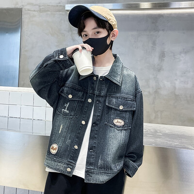 Dječja odjeća Traper jakne za dječake Oštećene 4-14 godina Ležerna dječja jean jakna Proljeće Jesen Tinejdžerski kaput Gornja odjeća