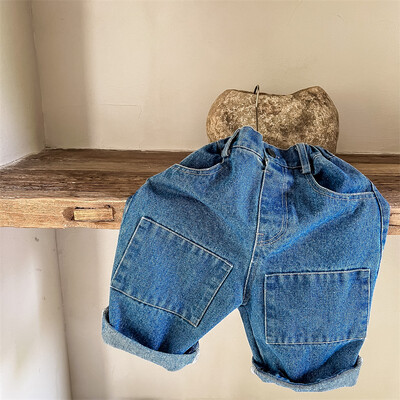 Proljeće 2024. Dječje hlače jednobojne patchwork ravne traperice Dječaci djevojčice široke traper hlače za sve kombinacije