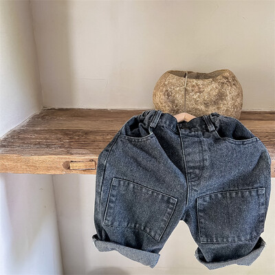 Proljeće 2024. Dječje hlače jednobojne patchwork ravne traperice Dječaci djevojčice široke traper hlače za sve kombinacije