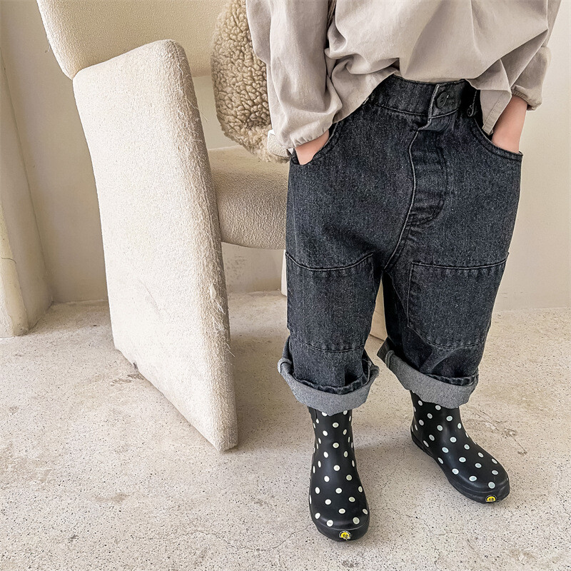 Proljeće 2024. Dječje hlače jednobojne patchwork ravne traperice Dječaci djevojčice široke traper hlače za sve kombinacije