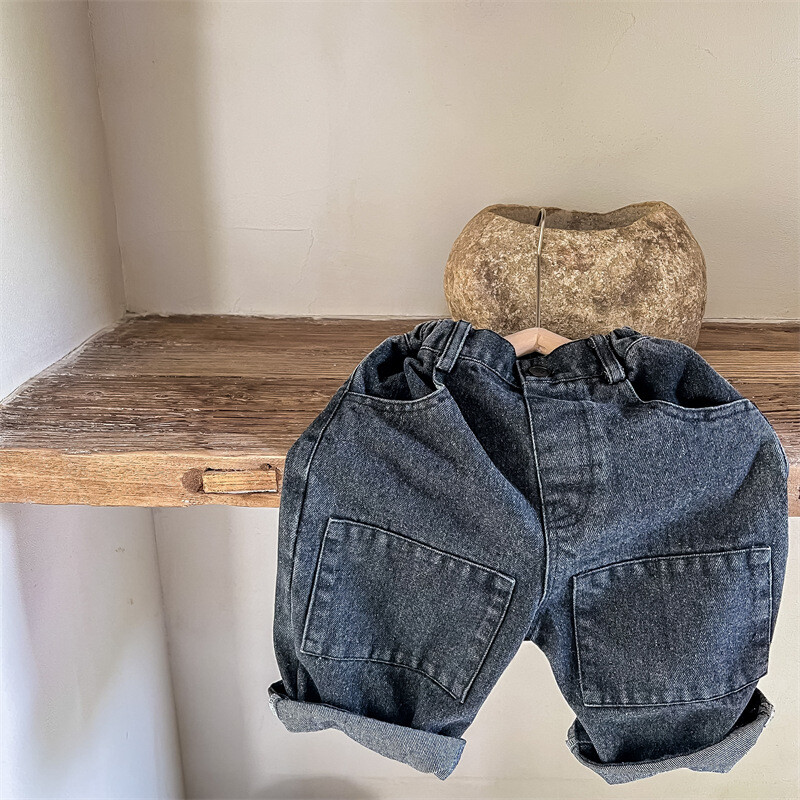 Proljeće 2024. Dječje hlače jednobojne patchwork ravne traperice Dječaci djevojčice široke traper hlače za sve kombinacije