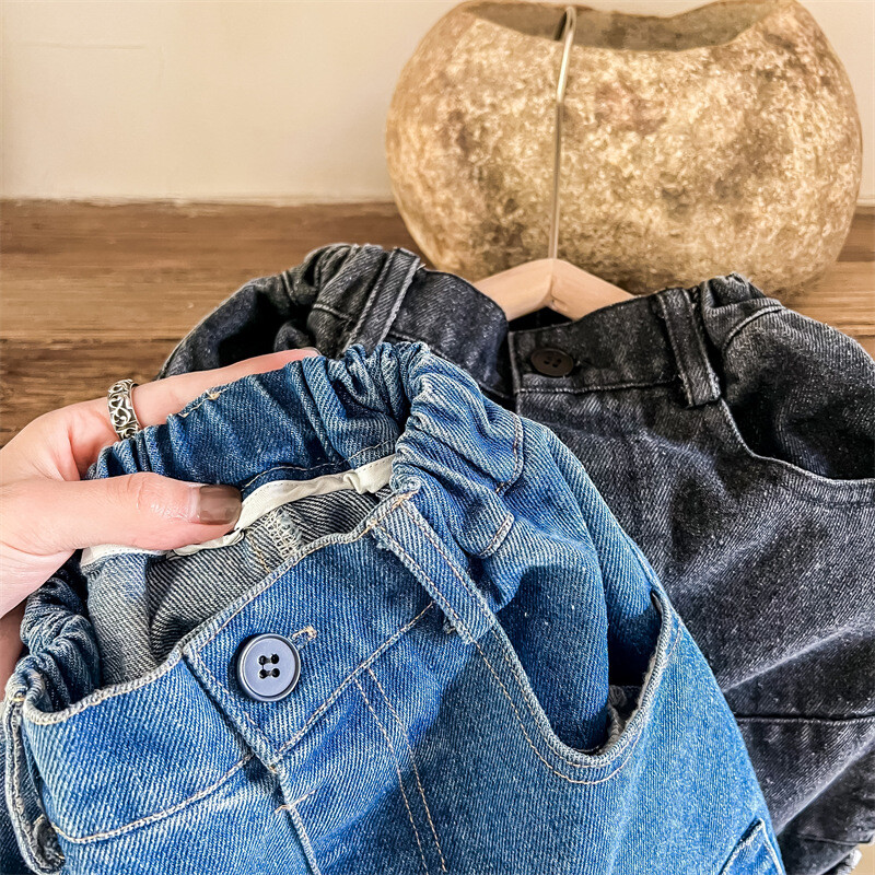 Proljeće 2024. Dječje hlače jednobojne patchwork ravne traperice Dječaci djevojčice široke traper hlače za sve kombinacije