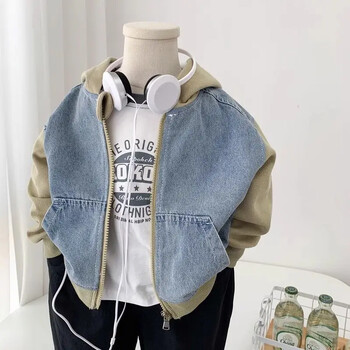 Baby Boys Jean Coat Παιδικά εξωτερικά ενδύματα με κουκούλα Όμορφο αντιανεμικό μπουφάν για μωρά 2024 Άνοιξη φθινόπωρο παιδικά ρούχα