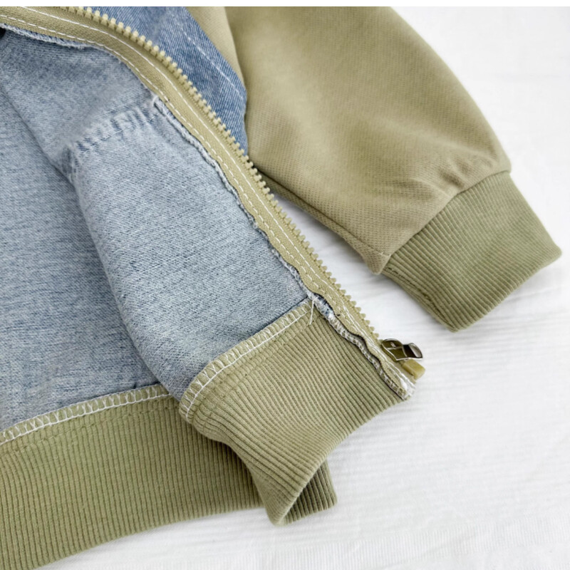 Jean kaput za dječake Dječja gornja odjeća s kapuljačom Zgodna vjetrovka Jakna za malu djecu Patchwork 2024. Proljeće Jesen Dječja odjeća