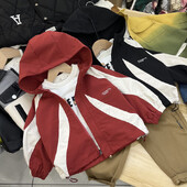 Jakne za dječake Proljeće Jesen 2024. Vjetrovke za djecu Crna/crvena majica za dječake Kaputi za malu djecu Slobodno vrijeme Gornja odjeća za bebe Odjeća