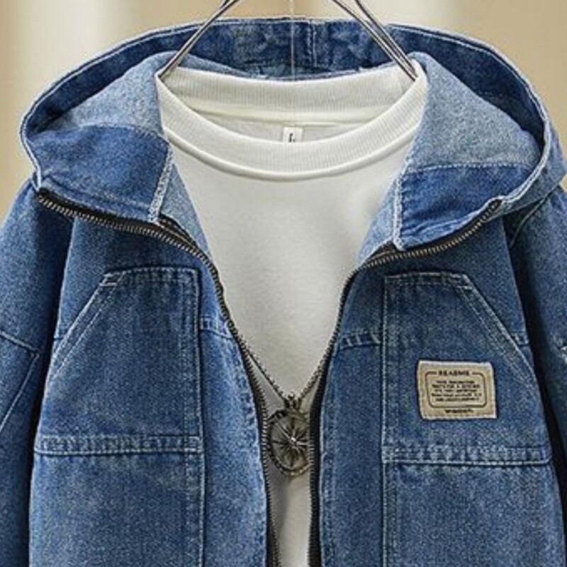 Палто за момчета Яке Памучно връхно облекло Windbreak 2024 Cool Jean Пролет Есен Палто Спортно тийнейджърско детско топло облекло